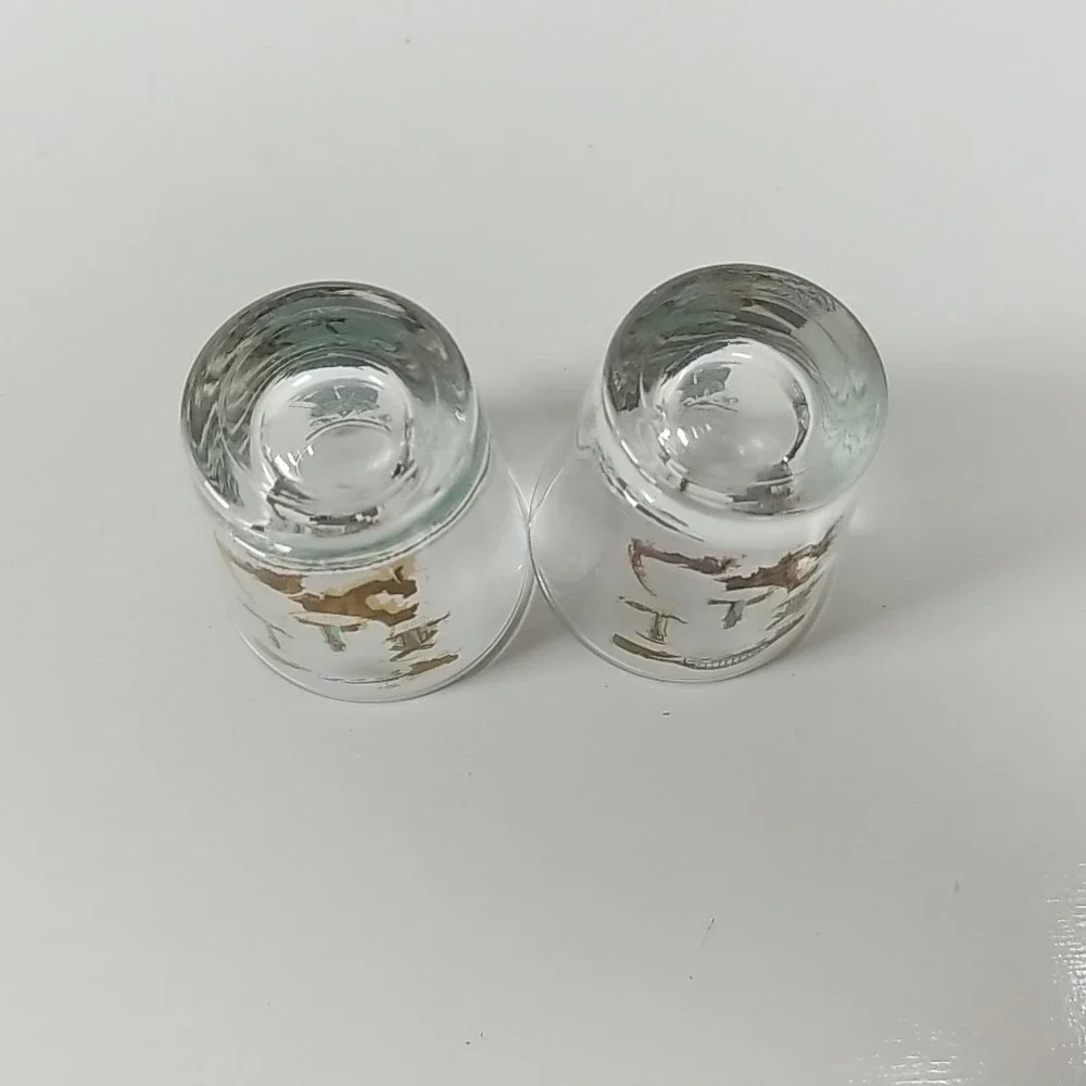 Set Of Vintage MCM Cape Cod Souvenir Shot Glasse Gold Turquoise